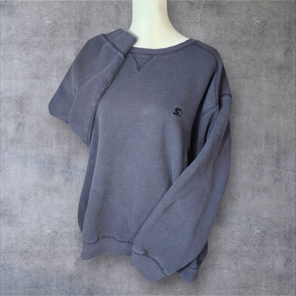 Vintage 90s Starter Blank Crewneck Sweatshirt XL Black Comfort Classic Unisex - Picture 2 of 10